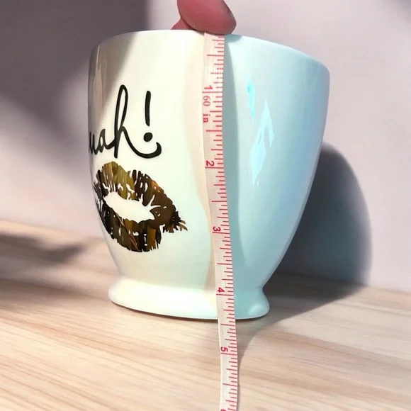 White Mug Cup with Gold Metallic Lip Print Kisses Muah! - Picture 5 of 5